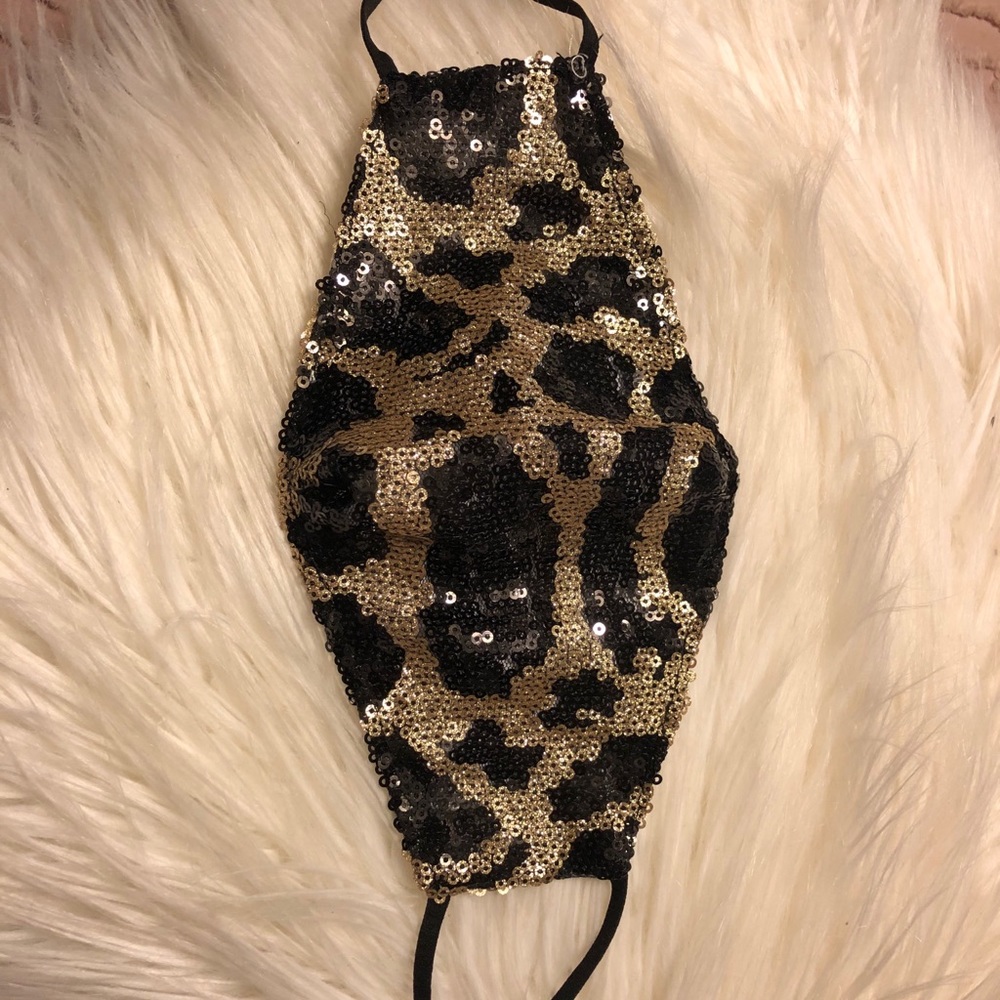 Sequin, leopard print  mask